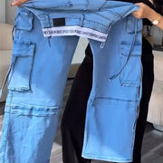 2024 Fashion Jeans for Women Loose Straight Leg Denim Pants with Multiple Pockets Casual Streetwear Plus Size