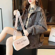 Elegant Women's Denim Coat with Turn Down Collar Maxi Length Single Breasted Casual Streetwear Jeans Jacket for Autumn and Spring