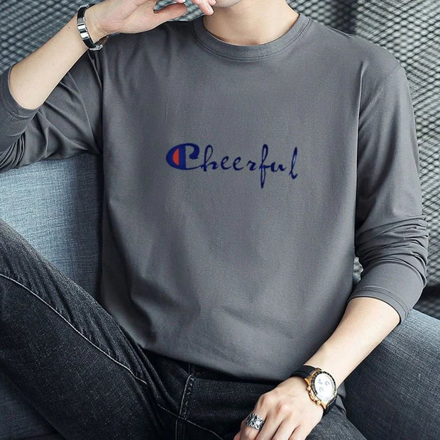 2024 HEAD Brand New Men's T-Shirts Long Sleeve Slim Men T-Shirt Young Man Pure Color Tops Tees Shirt O-Neck For Male Boys Tshirt