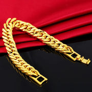 SAIYE 9mm 24K Solid Gold Bracelet Men Womens Chain Bracelet Wristband Korean Gold Jewelry Men's Jewelry