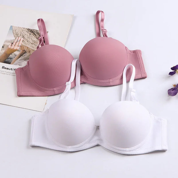 New Women's Cotton Bra Fashion Push Up Comfort Underwear Sexy Solid Color Half Cup Brassiere Small Chest Female Sexy Lingerie