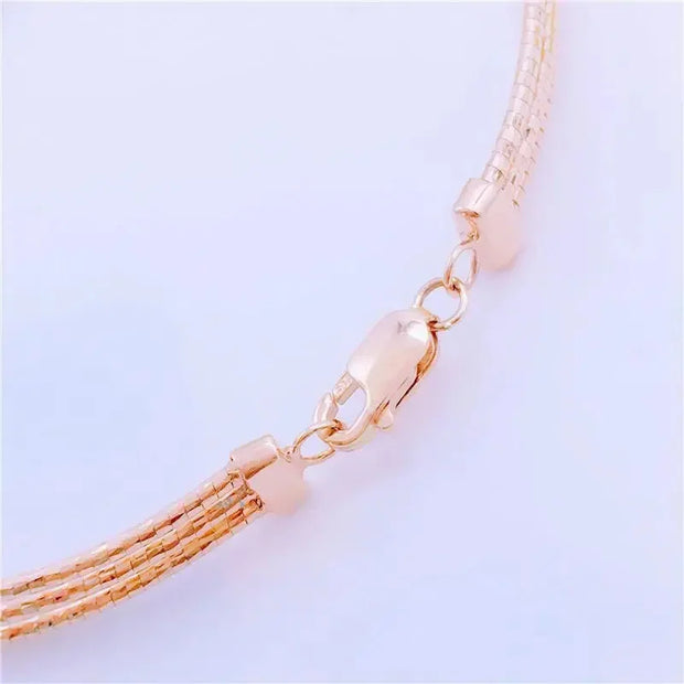 Plated 14K Rose Gold Three-layer Charm Bracelet Fashion Classic Creative Wedding Jewelry Women Accessories