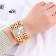 UTHAI W29 Women's Fashion Watch Luxury Light Square Diamond Quartz Ladies Gold Stainless Steel Bracelet