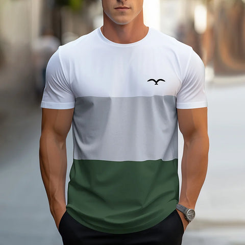 2024 Simple Casual Men's Clothing Men's T Shirt With Logo Short Sleeve Crew Neck Soft Fitted Tees Fresh Classic Basic Tshirts