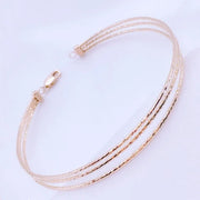 Plated 14K Rose Gold Three-layer Charm Bracelet Fashion Classic Creative Wedding Jewelry Women Accessories