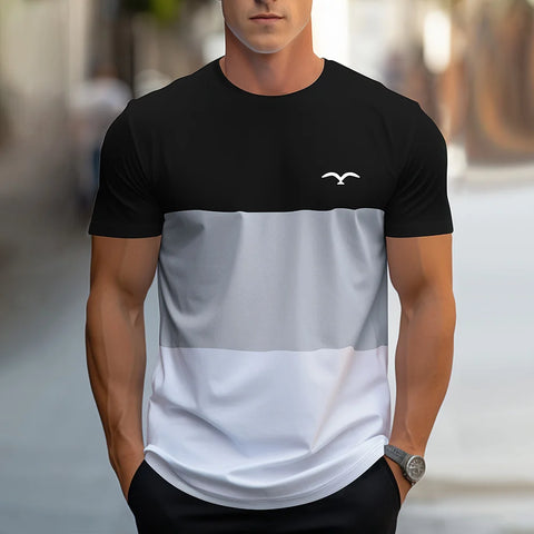 2024 Simple Casual Men's Clothing Men's T Shirt With Logo Short Sleeve Crew Neck Soft Fitted Tees Fresh Classic Basic Tshirts