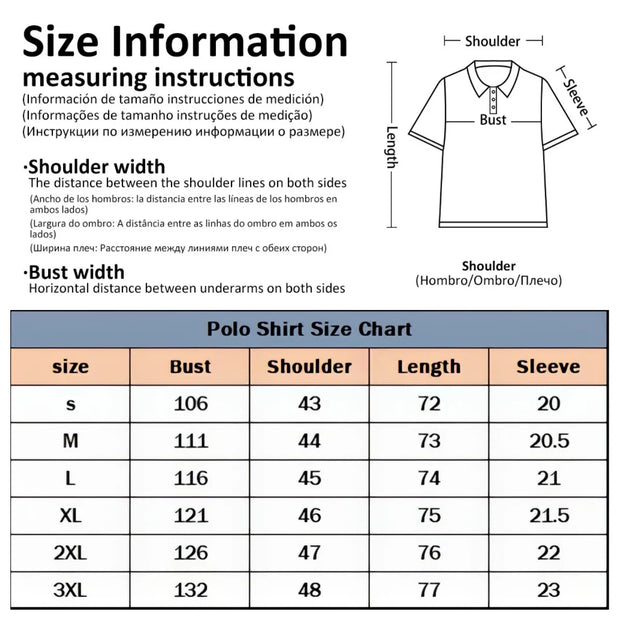 Casual Business Men's Polo Shirt Short Sleeves Summer Pattern Print Button-up Loose Fashion Tops