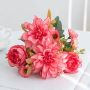 1Pc Hot sale Artificial Flower Silk Dahlia Rose daisy Christmas Home Decoration Bonsai Room Wedding Bridal Bouquet Party Diy box