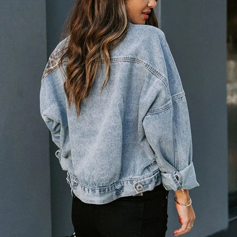 Quality Women's Denim Jackets Casual Long Sleeve Lapel Button Down for Fall Winter Slim Fit Chest Pocket Coat