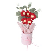 5PCS Knitted Flowers Puff Bucket Bouquet Woolen Flowers DIY Hand Knitted Flowers for Valentine's Day Christmas Gifts