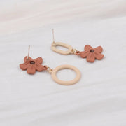 Asymmetric Flower Drop Earrings for Women Fashion Geometry Round Oval Dangle Earrings Sweet Party Daisy Jewelry Ear Accessories