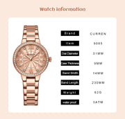 Luxury Stainless Steel Quartz Wristwatch for Women with Rhinestones Elegant Ladies Watch Gift Jewelry Set 5pcs