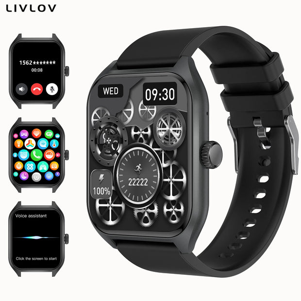 Men Women AI Voice Assistant Smart Watch 1.96'' HD Screen Activity Trackers with 100+ Sports Sleep Heart Rate Monitor