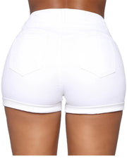 2023 Summer Fashion Women's High Waist Black and White Stretch Denim Shorts Sexy Slim Fit Stretch Jeans Shorts