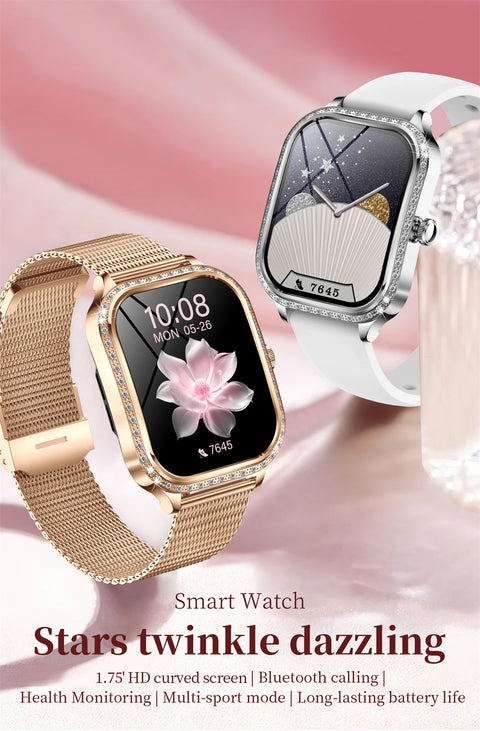 Women's Smart Watch Heart Rate & Blood Pressure Monitor Music Playback AI Voice Sports BT Calling for Xiaomi Huawei