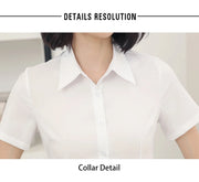 Summer Women's Office Lady Button Up White Slim Fit Basic Shirt Minimalist Short Sleeve Work Top for Women Clothing